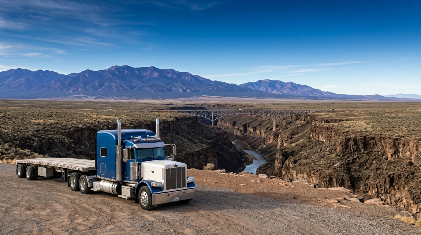 Truck on New Mexico highway – Weight Distance registration